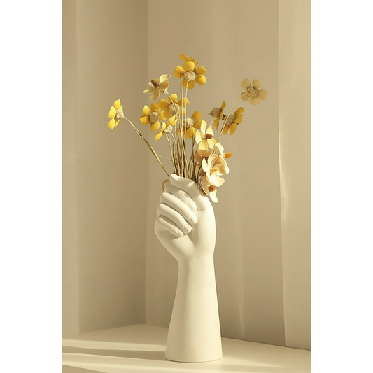 Vase Main fond crème marron