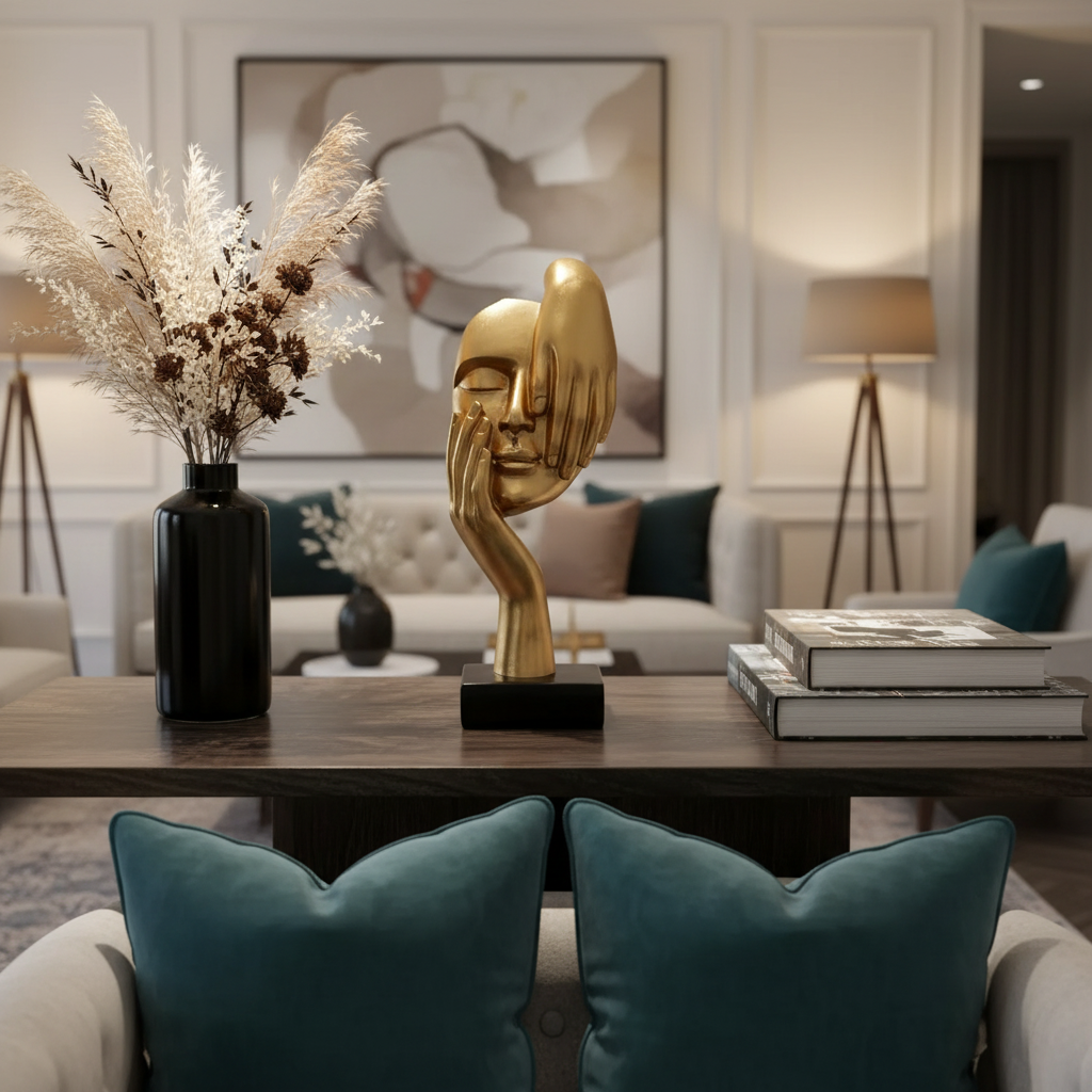 Sculpture dorée – photoréaliste