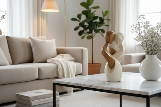 Statuette dans un salon décoré